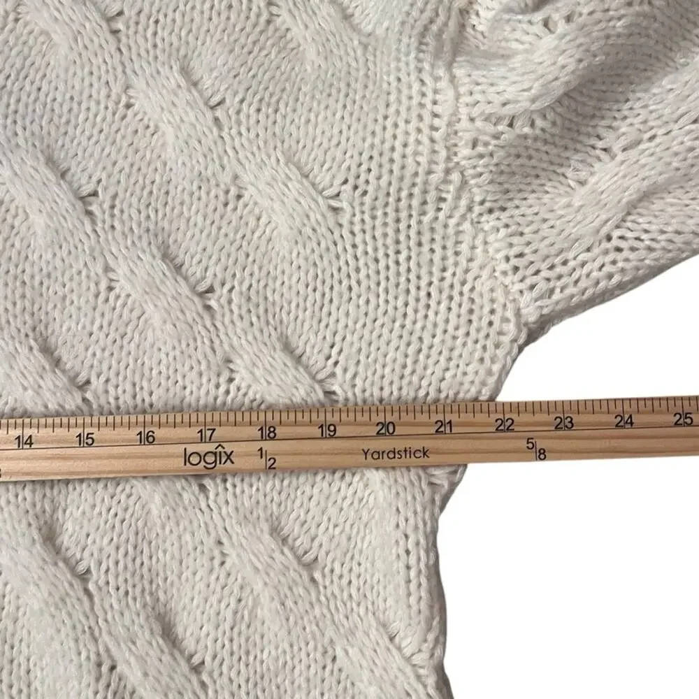 Splendid Soft Cozy Cable Knit Fisherman Sweater Womens Small Ivory Oversized